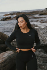 ASKA ACTIVE - SCULPT CROP LONG SLEEVE TOP